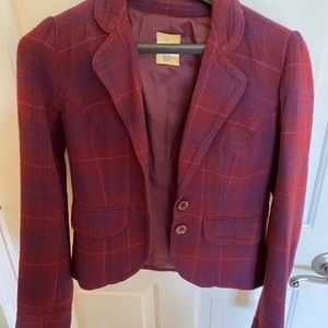 Fossil burgundy plaid blazer